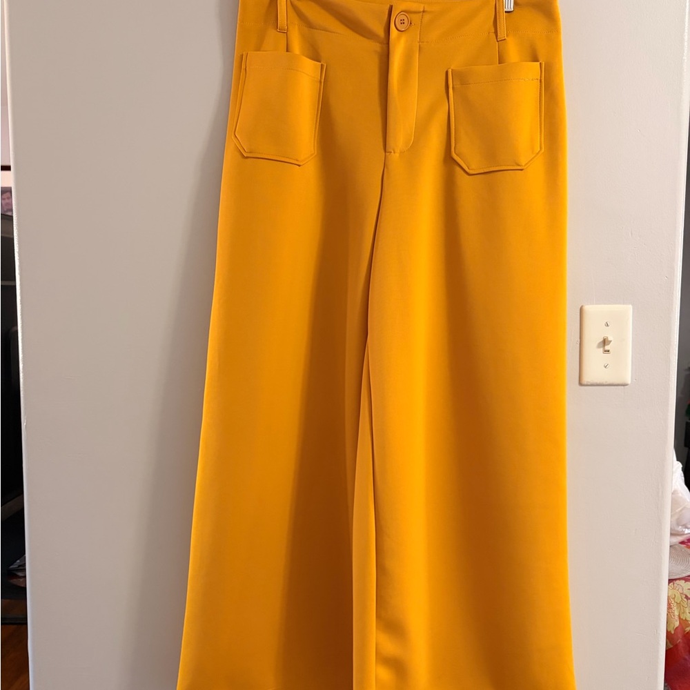 Elegant Ashley Stewart Mustard Golden Pants wide leg.
